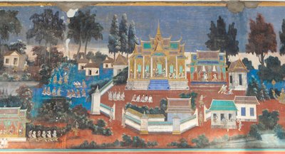 Reamker frescoes adorning the walls of the royal palace complex in Phnom Penh, Cambodia by Unbekannter Künstler