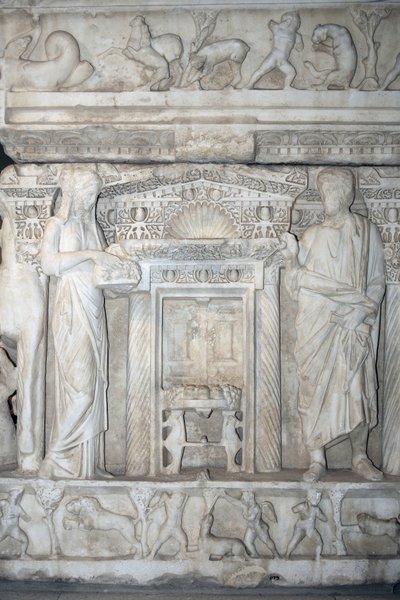 Relief on Roman sarcophagus Sidamara type, Istanbul Museum, Turkey by William M. Timlin