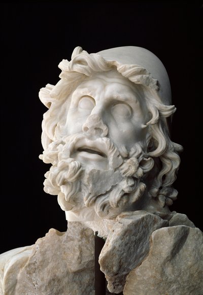 Roman art: group of Polyphemus blinding: Head of Ulysses - Marble sculpture, 1st century BC or AD - Sperlonga, National Archaeological Museum by Unbekannt