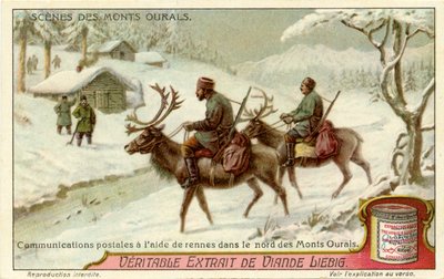 Russian Postal Service with Reindeer in the Northern Ural Mountains by Unbekannter Künstler