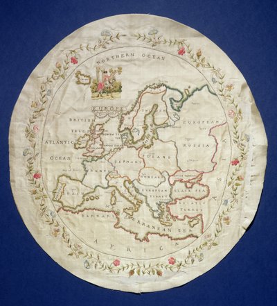 Sampler Showing a Map of Europe, English, Late 18th Century by Unbekannt
