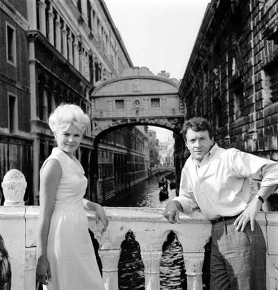 The Actress Corinne Marchand with the Actor Jean-Pierre Cassel - Venice - 1963 by Unbekannt