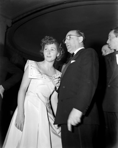 The Director Mario Camerini with the Actress Carla Del Poggio at the Italian Cinema Gala in Rome - 1949 by Unbekannt