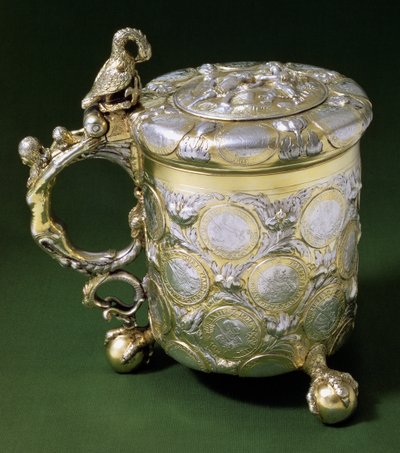 Tankard or Munzhumpen set with Saxon 