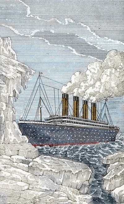 The Titanic liner hitting an iceberg on April 14 by Unbekannter Künstler