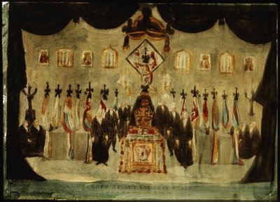 The Body of Horatio Nelson Resting in the Painted Hall of the Former Royal Naval College in Greenwich During the Funeral by Unbekannter Künstler
