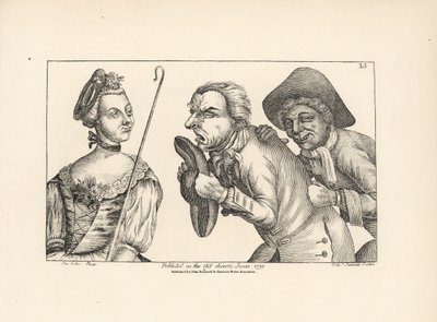The comical figures of Cimon and Mopsus with the lovely Phillida. From Colley Cibber