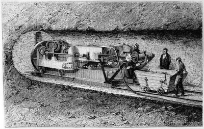 Tunnel-boring machine of Colonel Beaumont in the tunnel under Channel by Unbekannt