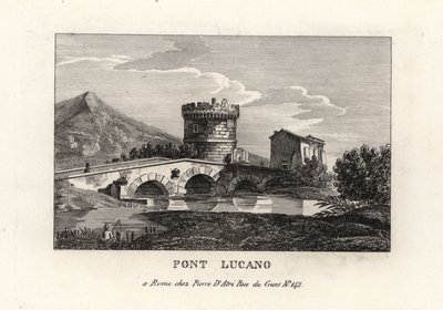 View of the Lucano Bridge and the Mausoleum of Plautii, on the road to Tivoli by Unbekannt