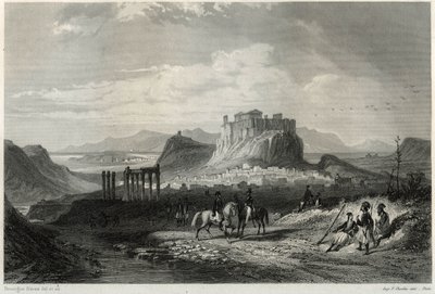 View of the city of Athens in the 19th century dominated by the Acropolis, in the book on the Mediterranean by Louis Enault, French journalist and traveller by Unbekannt