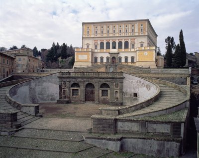 View of the facade, forecourt and stairway, designed by Jacopo Vignola (1507-73) and his successors for Cardinal Alessandro Farnese (1546-92) 1557-83 by Unbekannt