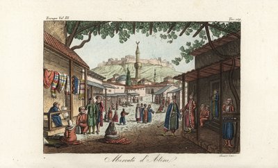 View of the market or bazaar in Athens by Unbekannt