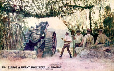 WW1 - British artillery firing a Heavy Howitzer by Unbekannter Künstler