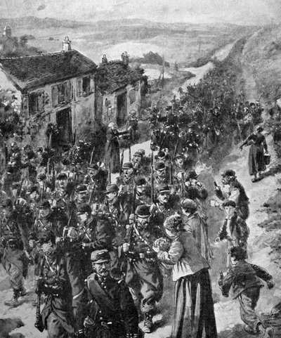 WWI - French Soldiers Marching to the Front 1914 by Unbekannter Künstler