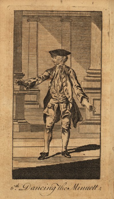 Young gentleman dancing the minuet in a ballroom with columns by Unbekannt