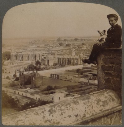 From San Francisco Cathedral, on the largest Aztec Pyramid, looking over Cholula, Mexico by Underwood and Underwood