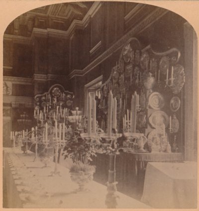 Gold Plate Used by the Royal Family, Supper Room, Windsor Castle, England by Underwood and Underwood
