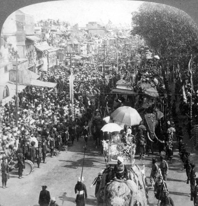The Duke and Duchess of Connaught in the great Durbar procession, Delhi, India by Underwood and Underwood