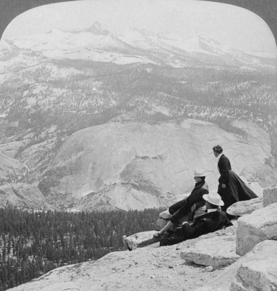 View from Clouds Rest over the Little Yosemite Valley to Mount Clark, California, USA by Underwood and Underwood