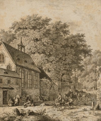 Landscape with Church and Peasants by Unidentified
