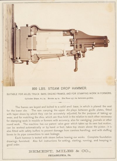 Steam Drop Hammer, Bement, Miles and Company, Philadelphia by Unidentified