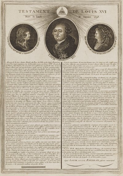 Testament of Louis XVI by Unidentified