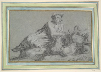 Boy with Two Hens and a Basket by Unknown