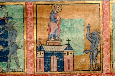 Detail from a Psalter, Temptation of Christ by Unknown
