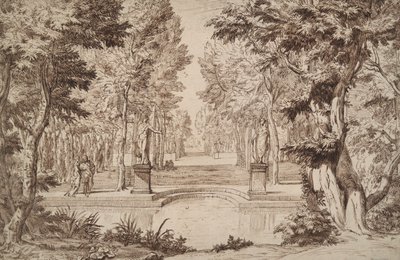 Imaginary View of a Park with Statues and Couples by Unknown