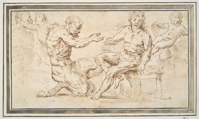 Satyr and Young Man Seated with Putti by Unknown