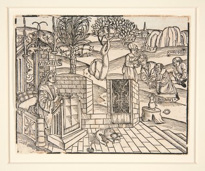 The Shepherds Chromis and Mnasyle Tying Up the Sleeping Silenus. 1502. From an Illustrated Publication of Virgil by Unknown