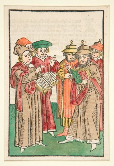 Three Christian and Three Jewish Scholars Disputing, Illustration from Der Seelen-Wurzgarten by Unknown