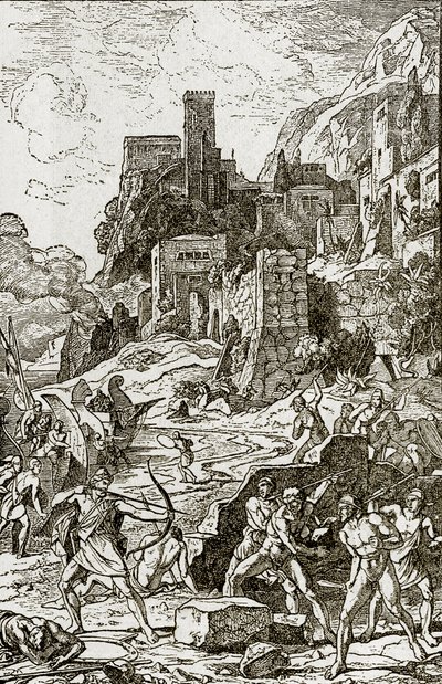 Vikings attacking the Celts, illustration from The Story of Man by J.W. Buel by Unknown
