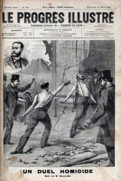 A homicide duel - On 1 March 1895, a duel with the spear between two members of the Committee of French Africa, who were previously good comrades, Alfred Le Chatelier and Hippolyte Percher, alias Harry Alis by Unknown artist