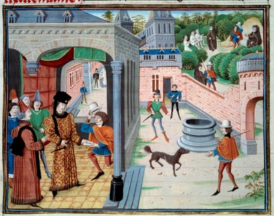 A messenger. Miniature from the manuscript Renaud de Montauban or Les quatre fils Aymon by Loyset Liedet (active between 1448 and 1478). 15th century by Unknown artist