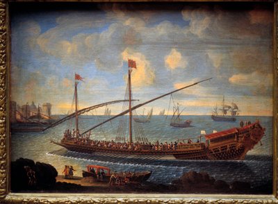 A Royal Galley Returning to the Port. Anonymous Painting of the 17th Century by Unknown artist
