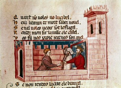 A Woman Meets a King in a Castle and Presents Him with a Gift from 