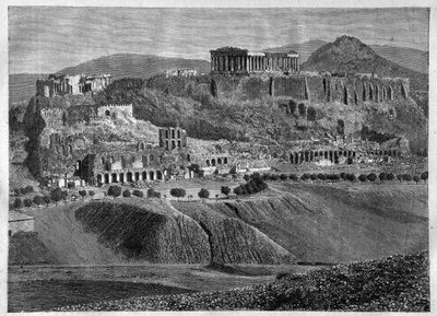 Acropolis of Athens 1881 - engraving by Unknown artist