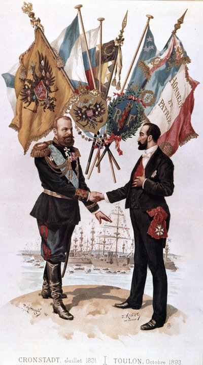 Alexander III at the signing of the Franco-Russian trade agreement (Kronstadt 1891 - Toulon 1893), Bianchetti collection by Unknown artist