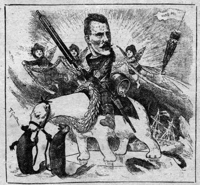 Allegory on the return of Fridtjof Nansen (1861-1930) from the north pole - engraving of 1897 by Unknown artist