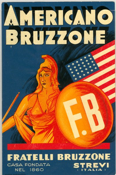 Americano Bruzzone alcohol advertisement with an American flag by Unknown artist