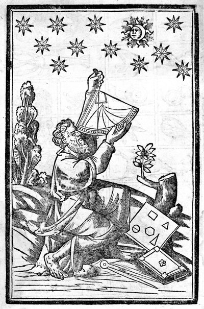 An astrologer takes the height with his sextant during an eclipse. by Unknown artist