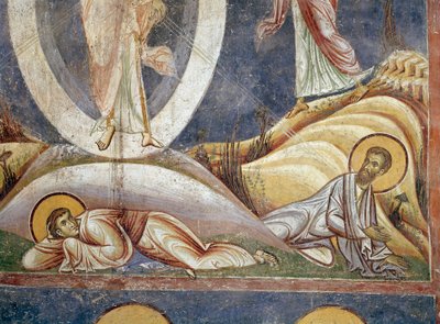 Apostles John and James (Detail). Fresco of the Transfiguration (1164) by Unknown artist