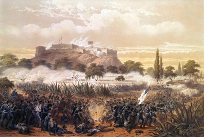 Assault of Chapultepec in September 1847 during the war between the United States and Mexico. Engraving from 1850 by Unknown artist