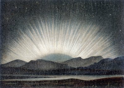 Aurora borealis of 6 August 1871, studied at the Royal Observatory in Edinburgh at midnight, at moonrise - according to J. Hann 