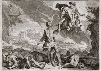 Bible of Royaumont, Old Testament: Defeat of the Philistines. Samson kills a thousand Philistines with a donkey