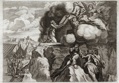 Bible of Royaumont, Old Testament: First Tables of the Law. Moses Receives the 10 Commandments. Illustration from 1811 by Unknown artist