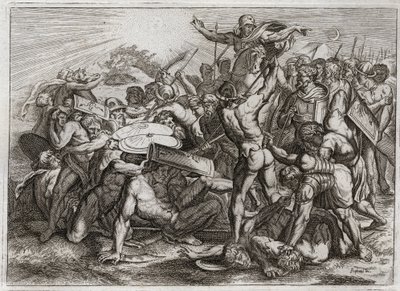 Bible of Royaumont, Old Testament: Sun Stop. Joshua Makes the Sun Stop to Defeat His Enemies. Illustration from 1811 by Unknown artist