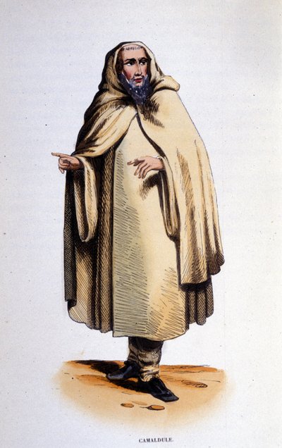 Camaldule, member of a religious order founded in the valley of Camaldoli by Saint Romuald in 1010. Engraving of the 19th century by Unknown artist