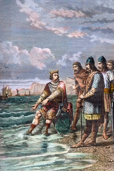 Canute the Great Convinces His Courtiers That He Does Not Have Power to Stem the Tide by Unknown artist